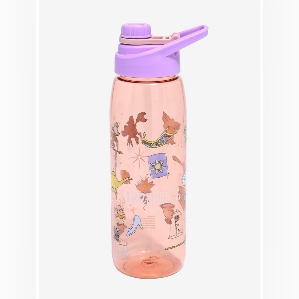 Disney Princess Icons Allover Print Water Bottle Box Lunch 28oz Plastic